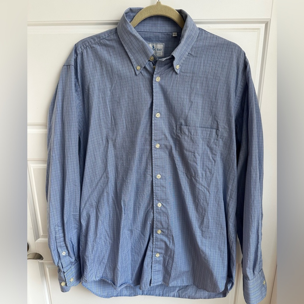 Bird Dog Bay Casual Blue Button-Down Shirt Size Large